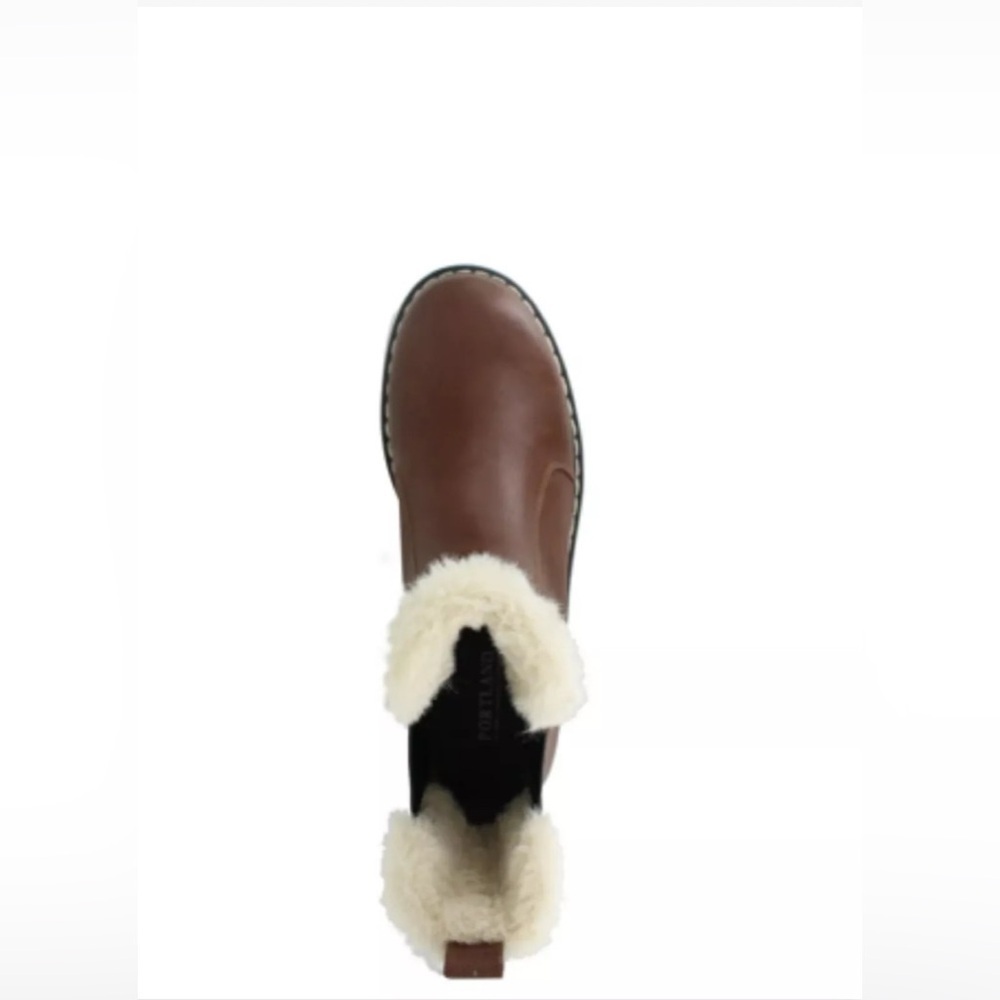 Portland Boot Company Women's Faux Fur Trim Chelsea Boot Brown - Picture 5 of 7